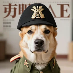 portrait of a dog dressed as a military officer, digital art, natural light, sharp, detailed face, magazine