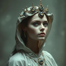 portrait of a beautiful princess wearing clothes made out of evil eyes by hr giger, greg rutkowski, luis royo and wayne barlowe, 8 k