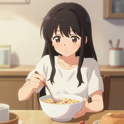 anime girl making cereal, noise rock album cover