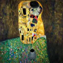 The lonely stoner seems to free his mind at night, mixed media, by Tadanori Yokoo, Hannah Hoch, Nam June Paik, Gustav Klimt