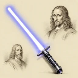 design sketches of a lightsaber by leonardo davinci