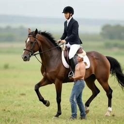 a horse riding a human