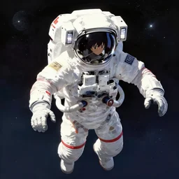 astronaut with a damaged suit floating in space, desaturated colors, art by makoto shinkai and alan bean, yukito kishiro