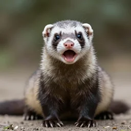 ferret suprised with open mouth, realistic