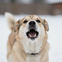 dog chattering its teeth because it's very cold
