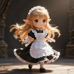 photorealistic full body portrait of the cutest elven maid, dynamic lighting, ray tracing, cinematic, hyperrealism art, fantasy and concept art