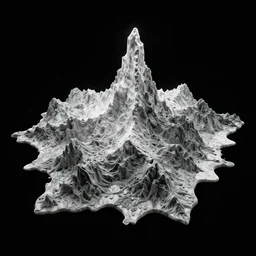 a photorealistic render of a altitude map, on a black background, greyscale, made of melted plastic and marble, c 4 d, by zhelong xu ouchh studio and ernst haeckel, wide angle, hyper realistic, plain black background, 8 k, volumetric lightning, octane render