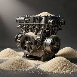 Piles of rice scattered engine, real engine render