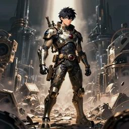 steampunk superhero, digital art, comics style art, berserk anime style