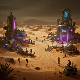 intricate detailed photo environement cyberpunk desert : 4, 4 k rtx hdr volume light concept studio matte painting environement digital illustration style cyberpunk 2 0 7 7 artstation artur tarnowski, mihai muscan, marcin tomalak, marta leydy, marcin stepien, charlotte hughes, zuzanna dabrowa neon bioluminiscence