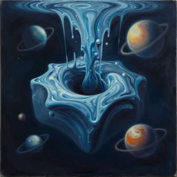 drowning in the deep space ocean filled with tesseracts, paint pour, greg rutkowski, wlop, oil on canvas, poured paint, paint pour, canvas, 4 d, 5 d, 6 d, 7 d, planets, wormhole