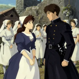 1 8 5 4, the crimean war, sidney herbert asking florence nightingale to lead a team of nurses to the crimea!, finely detailed perfect art, gapmoe yandere grimdark, trending on pixiv fanbox, painted by greg rutkowski makoto shinkai takashi takeuchi studio ghibli