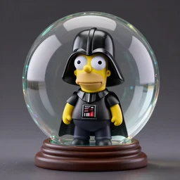 cute Darth Vader Homer Simpson doll inside a crystal ball, studio photo, well detailed, artstation trend, HDR, professional lighting