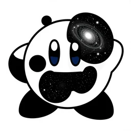 kirby krackle dots, create a galaxy, black and white only, vector, wide angle shot, white background, vector art