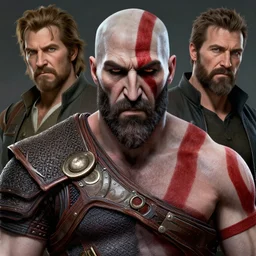 a highly detailed beautiful portrait of seth rogen as kratos, by gregory manchess, james gurney, james jean