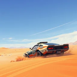 futuristic rally car, desert, art gta 5 cover, official fanart hd artstation by jesper ejsing, by rhads, makoto shinkai and lois van baarle, ilya kuvshinov, ossdraws, that looks like it is from borderlands and by feng zhu and loish and laurie greasley, victo ngai, andreas rocha, john harris