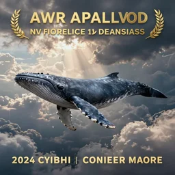 a whale flying in the sky, digitalart