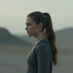 film still of leela with a ponytail in the new scifi movie, 4 k