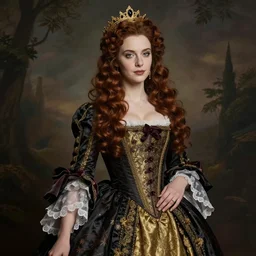 gothic princess in baroque dress in a scenic environment. by henriette ronner * *