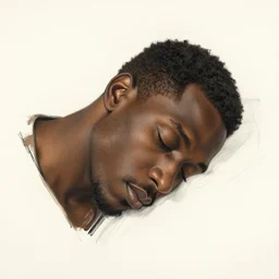 floating black man's head sleeping, j. j. grandville, william blake, outline, paint brush