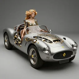 Art nouveau Ferarri car, in the shape of a woman, fantasy, intricate mechanical designs, elegant, highly detailed, sharp focus, art by Artgerm and Greg Rutkowski and WLOP