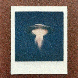 a polaroid of a ufo that looks like a jellyfish in the sky