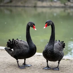 two black swans in the park