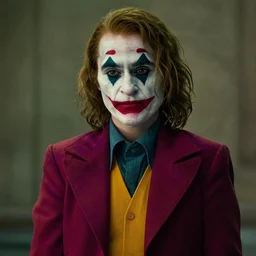 a still from The Dark Knight with Emma Stone as the Joker