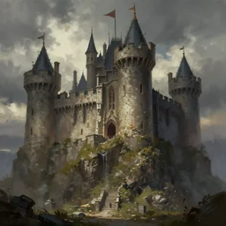 the castle vanguard, by wlop!!! and rossdraws!!!, digital painting, concept art, trending on artstation, dramatic composition