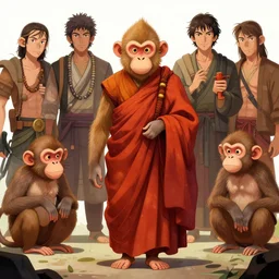wise monk, moneky listen to some sick beats, extremely detailed, sharp focus, wide view, full body shot, smooth, digital illustration, by james jean, by rossdraws, frank franzzeta, mcbess, sakimichan, brosmin, danton fadeev, steve simpson