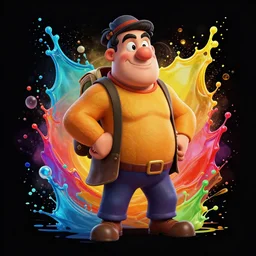 fred flintstone splash art graphic design color splash high contrasting art, fantasy, highly detailed, art by greg rutkowski