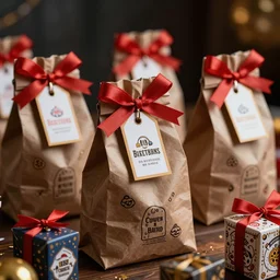 day of the death birthday party celebration, close up photo of party favors, fun bags, loot boxes, gifts tags, favor tags, photo realistic, hyper realistic, detailed, sharp, focused, focused, detailed, sharp, instagram, influencer, 8 k resolution, hyperrealistic, octane render