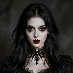 gothic girl portrait, expressionism realism