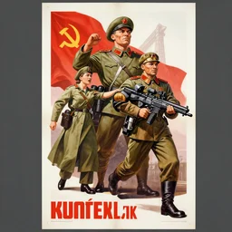 a detailed and complex uncut full body soviet propaganda poster depicting a dromaius in military uniform. painting by dmitri moor