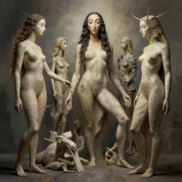 abstract scene dream lucid beings _ by _ salvador _ dali _ highly _ detailed _ 3 _ d _ render _ vray _ octane _ realistic _ lighting _ photo