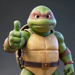 Krang from tmnt showing big thumb up, photorealistic, very beautiful, 8k, blender, advert