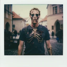 legnica. close up. mark zuckerberg terminator endoskeleton zombie, in legnica, full body, cinematic focus, polaroid photo, vintage, neutral dull colors, soft lights, by oleg oprisco, by thomas peschak, by discovery channel, by victor enrich, by gregory crewdson