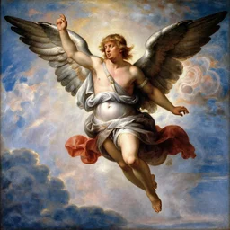 trump as an angel floating in the sky renaissance painting