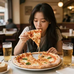 eating pizza and drinking beer!!!!!, beautiful, grand, wistful, italian restaurant, hyperrealistic photograph by kim jung gi, concept art, extremely detailed, intricate linework, sharp focus, bright colors, octopath traveler, unreal engine 5 highly rendered, global illumination, radiant light, detailed and intricate environment