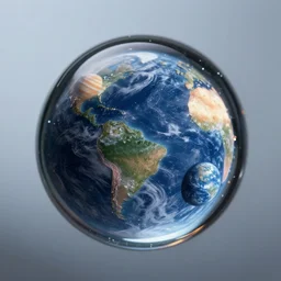 water droplet containing planets. macro lens closeup. photorealistic. intricate details.