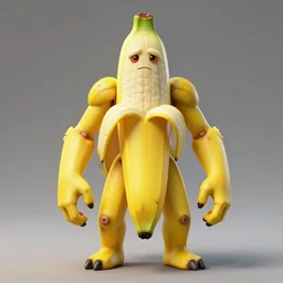 humanoid figure banana monster, symmetrical, highly detailed, digital art, sharp focus, trending on art station, kentaro miura manga art style
