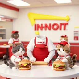 cats working as In-N-out burger employees -5