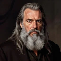 portrait of Jack Nicholson with a long gray beard as Gandolf the Gray, dramatic lighting, illustration by Greg rutkowski, yoji shinkawa, 4k, digital art, concept art, trending on artstation