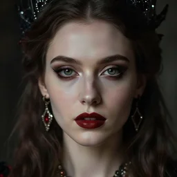 closeup face portrait of a gothic princess. by konstantin razumov
