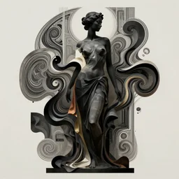 epic concept art. abstract beautiful asian female silhouette mixing with black and color liquid silk cloth. abstract sculpture. art deco swirls. neo noir, modern sculptre, engraving. epic masterpiece, michelangelo, francois boucher, caravaggisti, nicolas poussin. 1 6 0 0. neobrutalism, low poly, matte painting. greg rutkowski, wlop, victo n