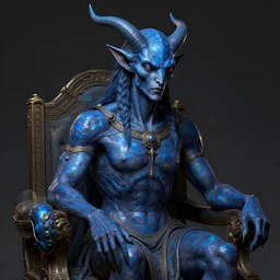 hyper detailed 3 d render. neoclassicist renaissance close - up portrait of singularity blue demon seated. iridescent textures. highly detailed fantasy science fiction painting by vrubel and chris cunningham. dark and volumetric. artstation