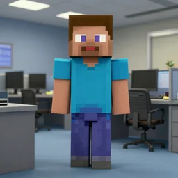 steve from minecraft in the style of the movie show the office
