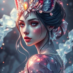 the portrait of the absurdly beautiful, graceful, elegant, gorgeous, sensual megan fox anime goddess made of crystals, an ultrafine hyperdetailed illustration by kim jung gi, irakli nadar, intricate linework, bright colors, octopath traveler, glamour pose, final fantasy, unreal engine 5 highly rendered, global illumination, radiant light, intricate environment
