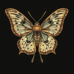 a moth, symetrical. shin hanga and kawanabe kyosai and cory loftis and rossdraws and wlop and jung gi kim rule of thirds
