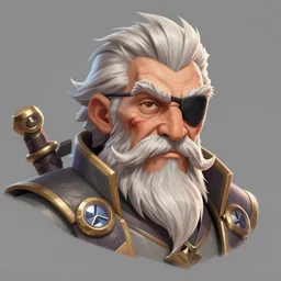 overwatch concept art character portrait of a new character who is an elderly man with a scarred face and long mustache and eyepatch, trending on artstation, cgsociety,